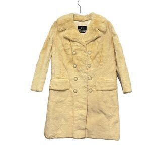 Revillion Kangaroo Fur Coat Women Size S M Vintage Melbourne Cream Pale Yellow
